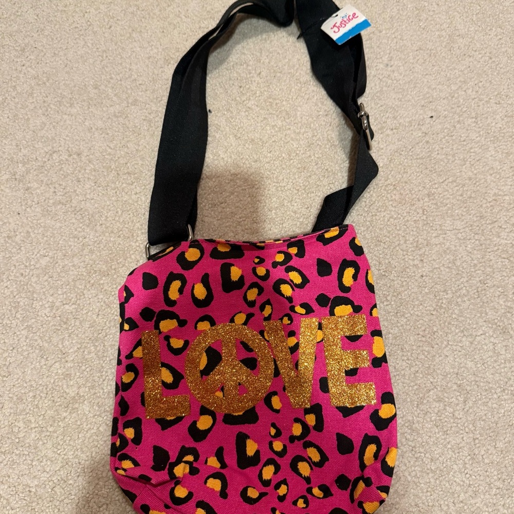 Justice Pink and Gold Leopard Shoulder Bag